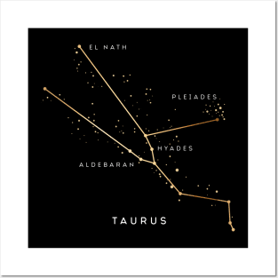 Gold Taurus Zodiac Constellation T-Shirt Posters and Art